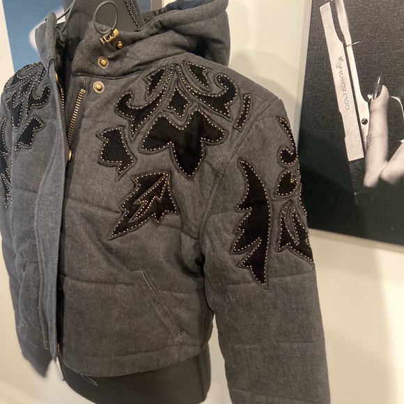 Free People Fleur De Lis Denim Puffer Jacket / Washed Black - Picture 8 of 11